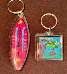 Two Collectible Key Chains - California And Bahamas