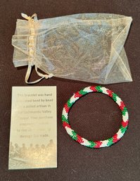 Handcrafted Crocheted Glass Bead Bracelet - Kathmandu Valley In Napal