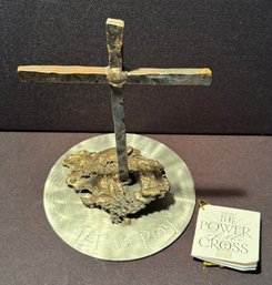 The Power Of The Cross - Metal Sculpture - Inscription 'let Us Pray'