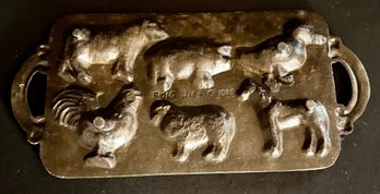 Vintage 1985 Cast Iron Farm Animal Cookie Pan