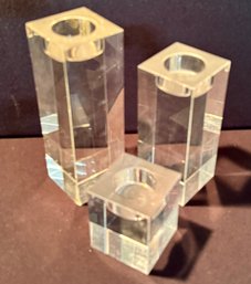 Set Of 3 Acrylic Candle Holders