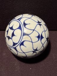 Vintage Bombay White & Blue Ceramic Orb