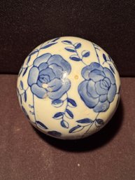 Vintage Bombay Blue And White Flowers Ceramic Orb