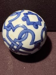 Vintage Bombay Blue And White Ceramic Orb