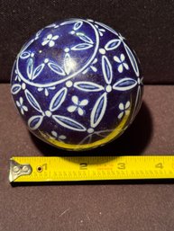 Deep Blue With White Ceramic Orb - Decorative (1 Of 2)