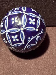 Deep Blue With White Ceramic Orb - Decorative (2 Of 2)