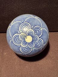 Decorative Blue And White Ceramic Orb (2 Of 2)