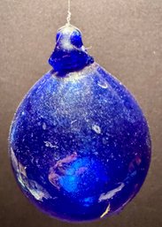 Hand Blown Cobalt Blue Glass Ornament