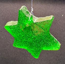 Green Glass Star Ornament