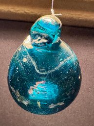 Beautiful Hand Blown Glass Turquoise Ornament
