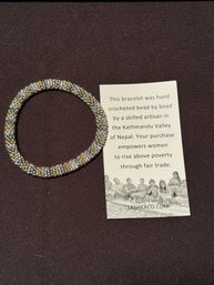 Kathmandu Hand Crocheted Glass Bead Bracelet - Metallic Colors
