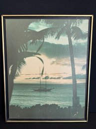 Large Vintage Framed Florida Beach Print