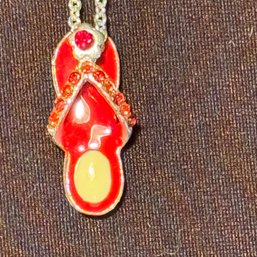 Crystal Flip Flop Necklace - Red