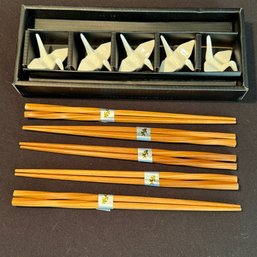 Chopsticks For 5 With Bird Rests - New In Box