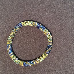 Hand Beaded Bracelet - Iridescent Metallic Colors
