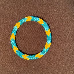 Hand Beaded Bracelet - Turquoise And Orange