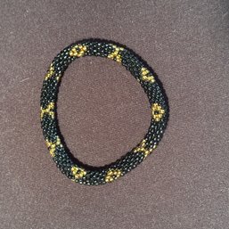 Hand Beaded Bracelet - Black And Gold