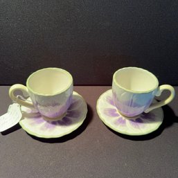 Pair Of Vintage Longaberger Cup And Saucer Sets