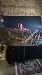 Large Intricate Fabric 'mural' With Black Velvet Backing #65