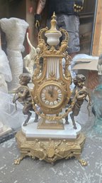 French Louis XV Style Figural Mantel Clock, Brevettato #308