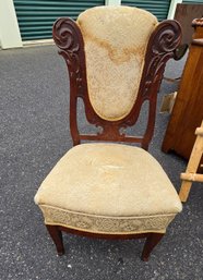 Yellow Intricately Carved Wooden Chair