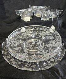 Etched Glass Serving Set