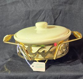 Bauer Casserole With Lid And Metal Holder