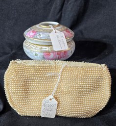 Beaded Purse And Nippon Hair Receiver