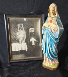 Post Mortem Funeral Picture And Mary Statue