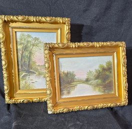 Set Of Two Gold Framed Water Color