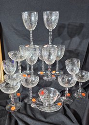 Etched Wine Glass Set