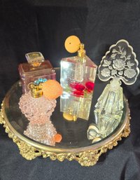 Perfume Bottles With Gold Detailed Mirror