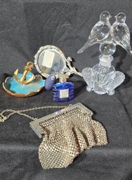 Ladies Metal Mesh Purse And Perfume Bottles