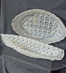 Two Large Crystal Serving Pieces