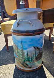 Large Painted Metal Milk Can