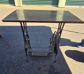 Cute Table Made From Sewing Machine Base