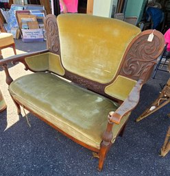 Yellow Velvet Victorian Settee