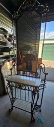 Wrought Iron And Marble Entry Way Table