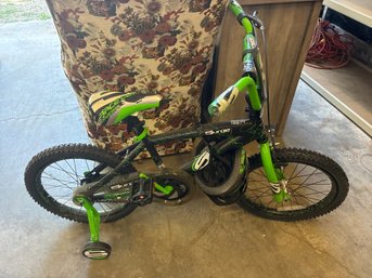 Children's Surge Race Team Bicycle W/ Training Wheels Helmet Lot #10