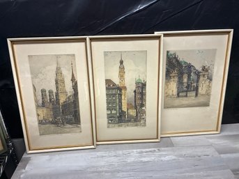 (3) German Rudolf Veit Framed Etchings Lot #42