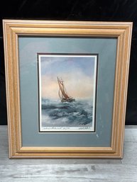 Signed Watercolor 305/500 Sailing Nautical Art Lithograph Lot #72
