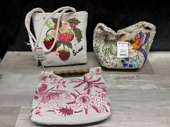 (3) NWT Women's Handbags Beaded Lot #95