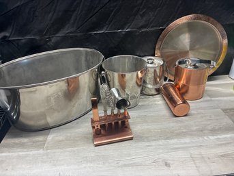Mixed Ice Buckets, Bar & Kitchen Wares Copper & More Lot #133