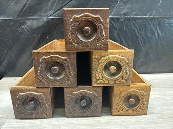 (6) Antique Singer Sewing Machine Cabinet Drawers Lot #143
