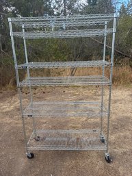 Full Size Metal Storage Rack On Wheels Lot #165