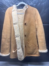 Vintage Tan Suede Shearling Coat Women's Approx XL Lot #201