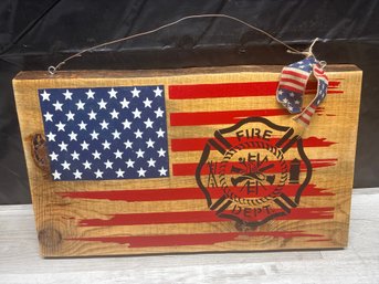 Handmade Fire Department Wooden Sign Lot #218