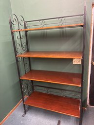 Huge Wrought Iron & Wood Bakers Style Shelf Lot #7
