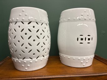 (2) Decorative Garden Stools Full Size Lot #27