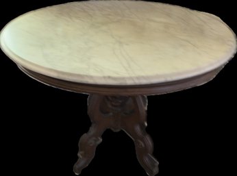 Stunning 19th Century Eastlake Parlor Table With Marble Top
